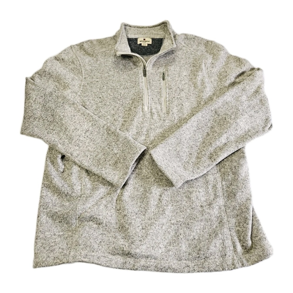 Woolrich Man's Size 2XL Grey Sweater Fleece 1/4 Zip Up Excellent Warm Cozy